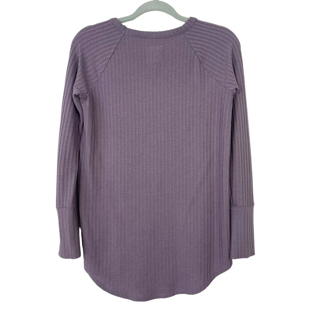 Chaser Waffle Knit Long Sleeve Thermal Top Mystic Purple Small Casual Cozy